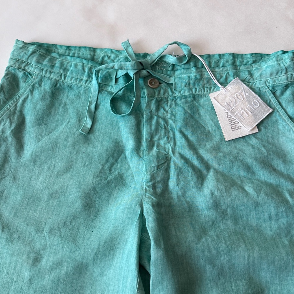 NWT Auth 120% LINO linen turquoise SHORTS/ Bermuda shorts sz M-10/12- 46 ITALY - Picture 4 of 16